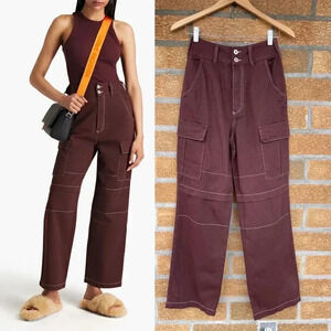 HERON PRESTON Top-stitched cotton-twill straight-leg pants 26